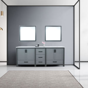Lexora Ziva 84"  Dark Grey Double Vanity set Vanity+Top+Sink+Mirror