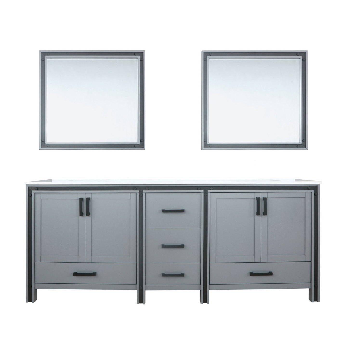 Lexora Ziva 84" White / Dark Grey / Rustic Barnwood Double Vanity set