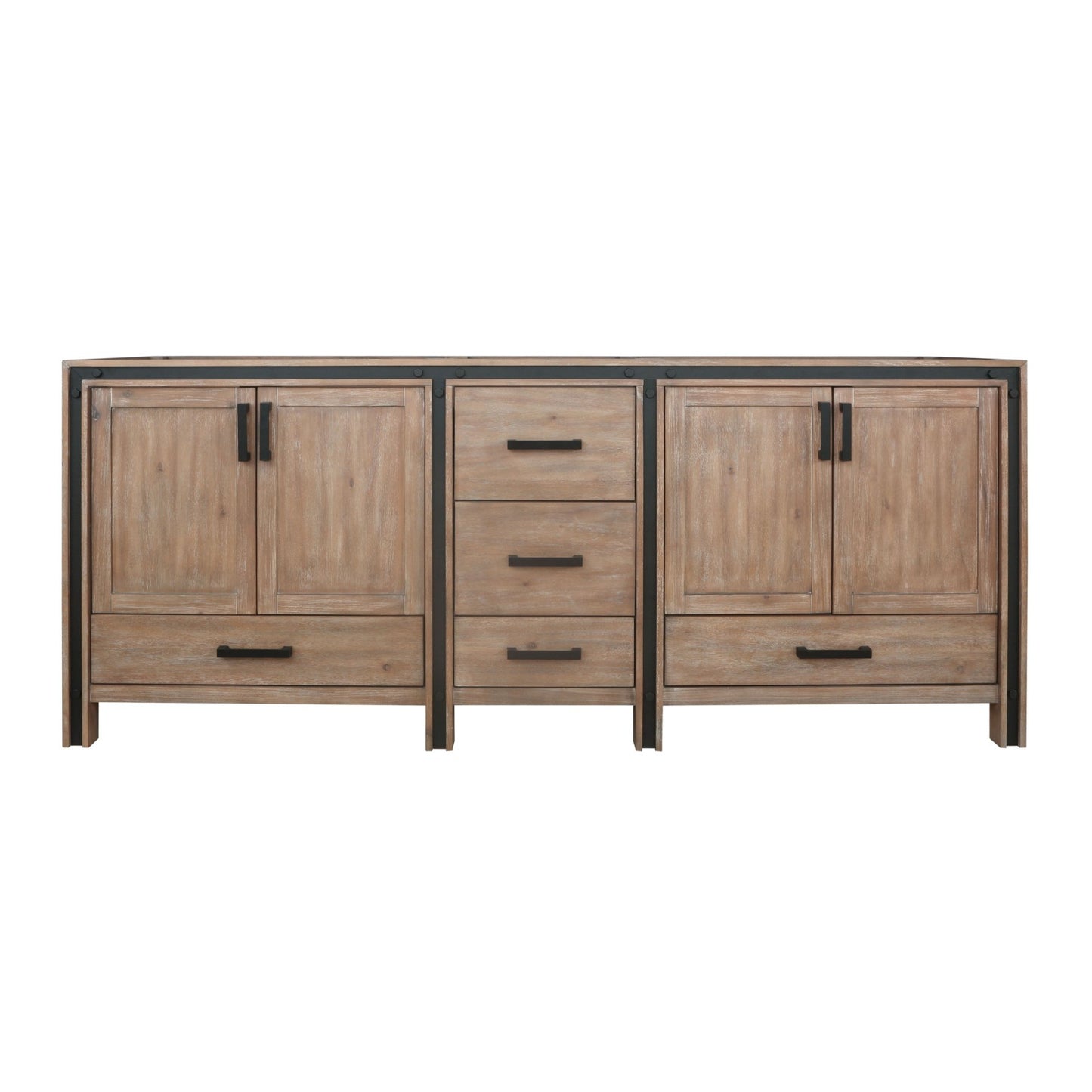 Lexora Ziva 84" White / Dark Grey / Rustic Barnwood Double Vanity set