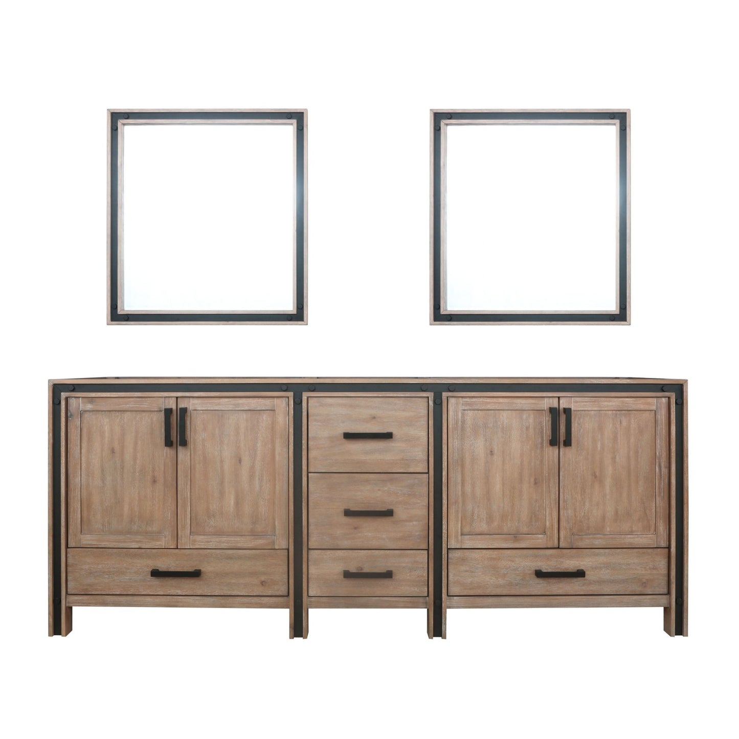 Lexora Ziva 84" White / Dark Grey / Rustic Barnwood Double Vanity set