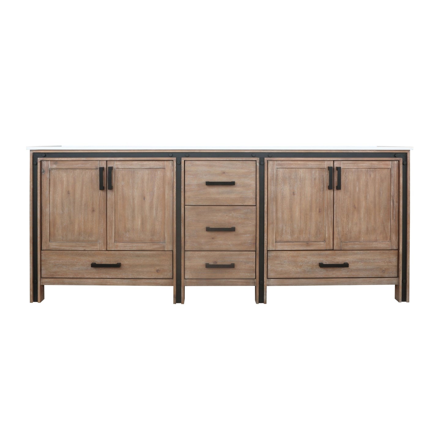 Lexora Ziva 84" White / Dark Grey / Rustic Barnwood Double Vanity set