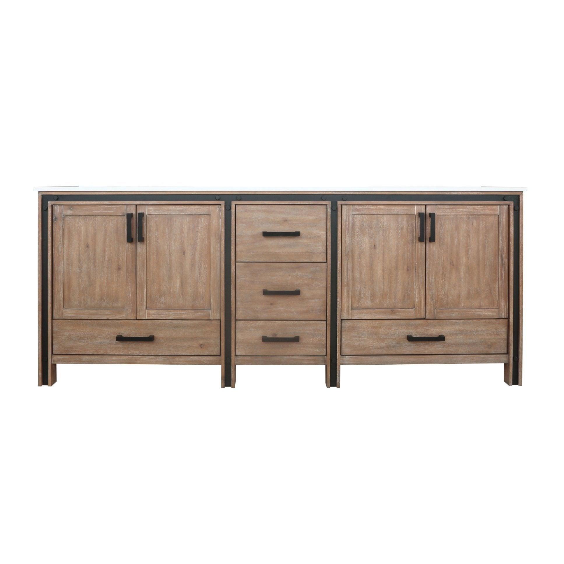 Lexora Ziva 84" White / Dark Grey / Rustic Barnwood Double Vanity set