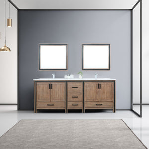 Lexora Ziva 84" Rustic Barnwood Double Vanity set Vanity+Top+Sink+Mirror+Faucet