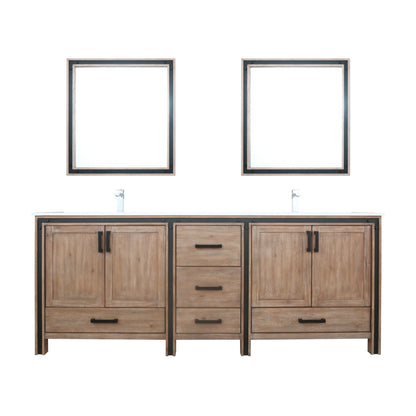 Lexora Ziva 84" White / Dark Grey / Rustic Barnwood Double Vanity set