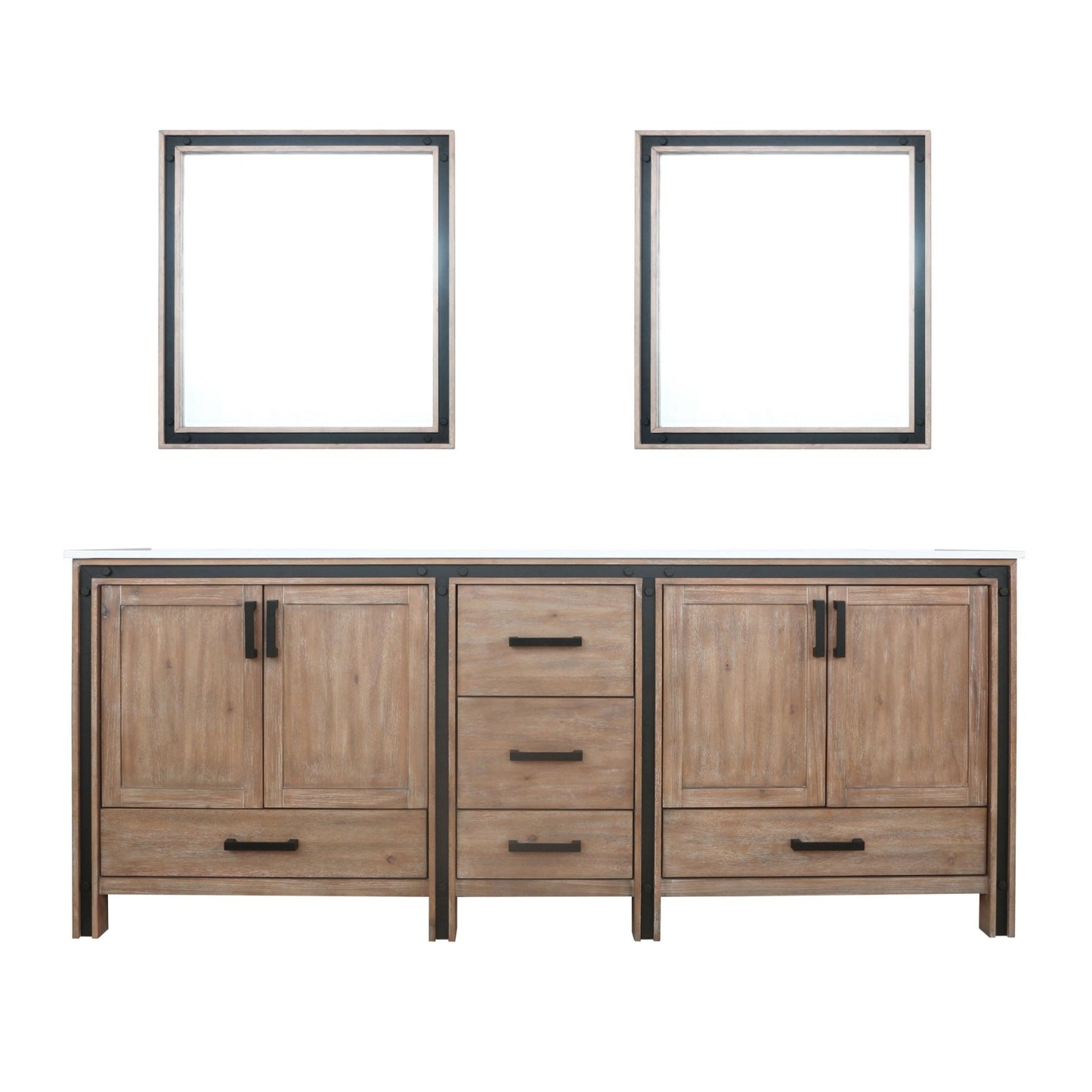 Lexora Ziva 84" White / Dark Grey / Rustic Barnwood Double Vanity set