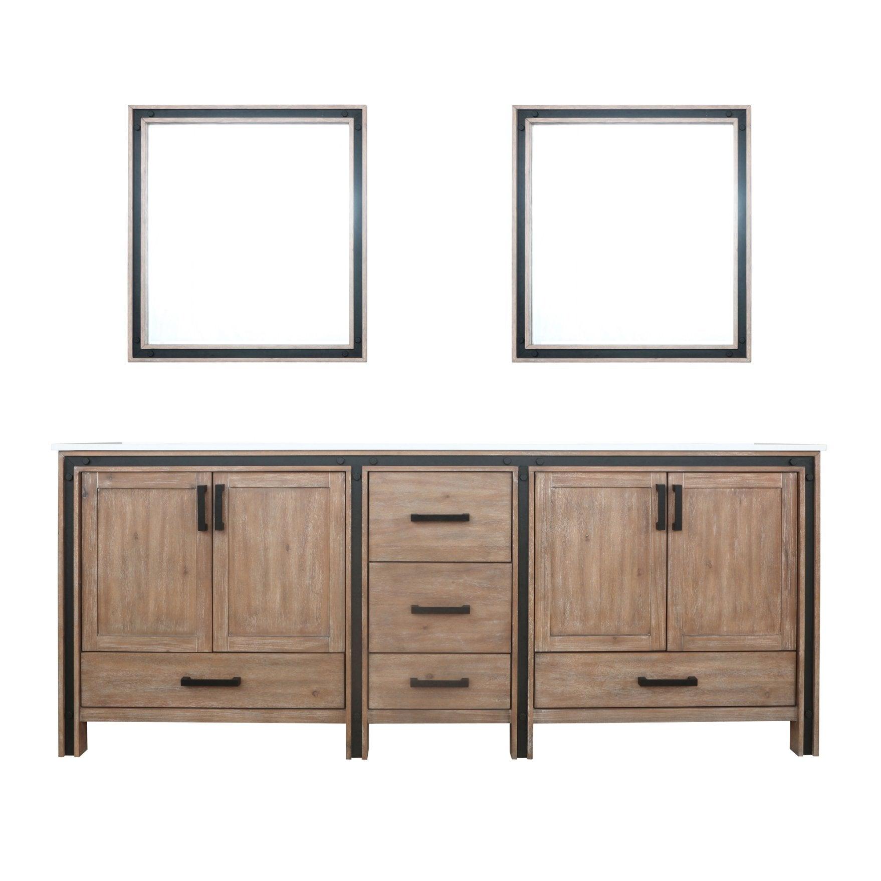 Lexora Ziva 84" White / Dark Grey / Rustic Barnwood Double Vanity set