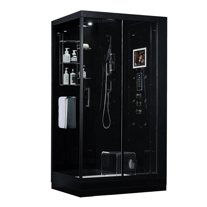 Maya Lucca Steam Shower 47" x 33" - White/Black - Right/Left