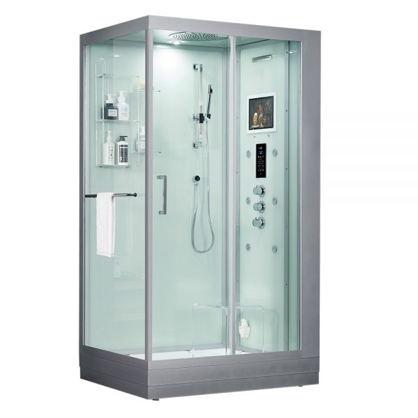 Maya Bath Anzio Steam Shower 57" x 37", Right/Left - Black/White