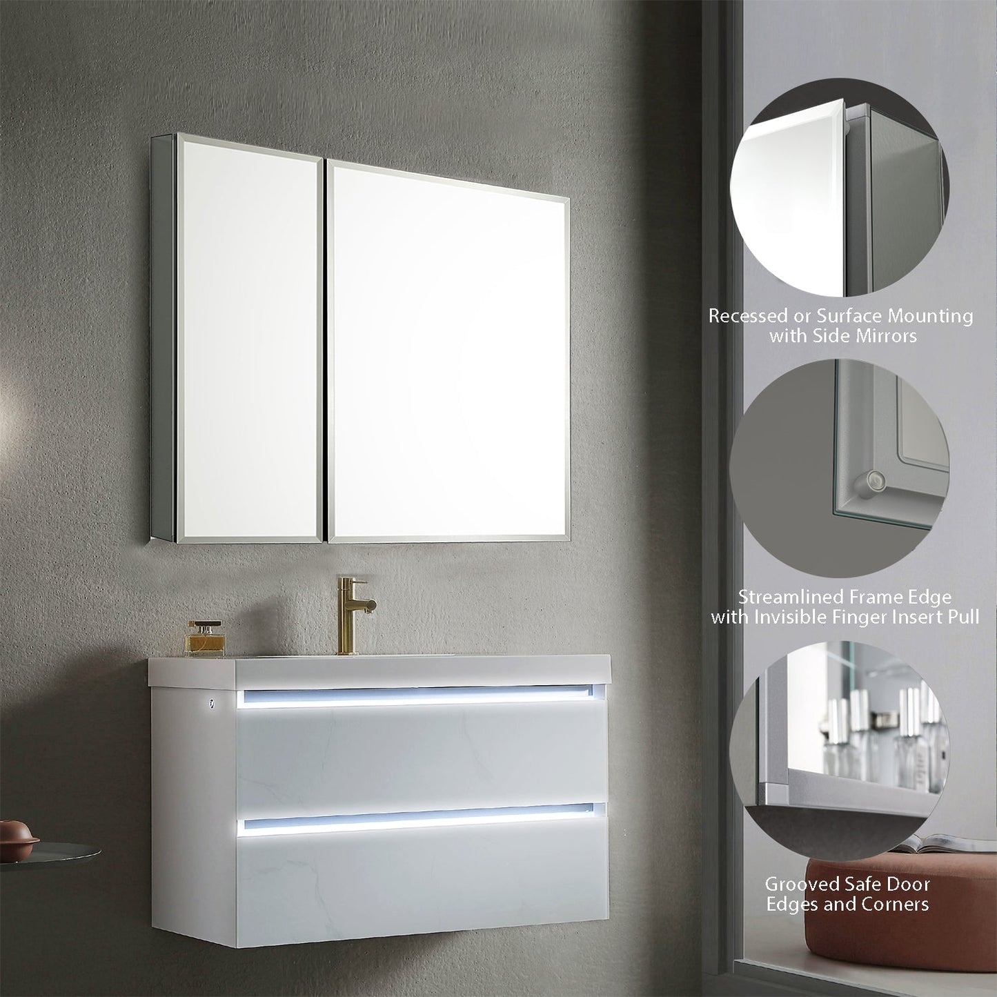 Blossom Aluminum Medicine Cabinet with Mirror – MC8 2526