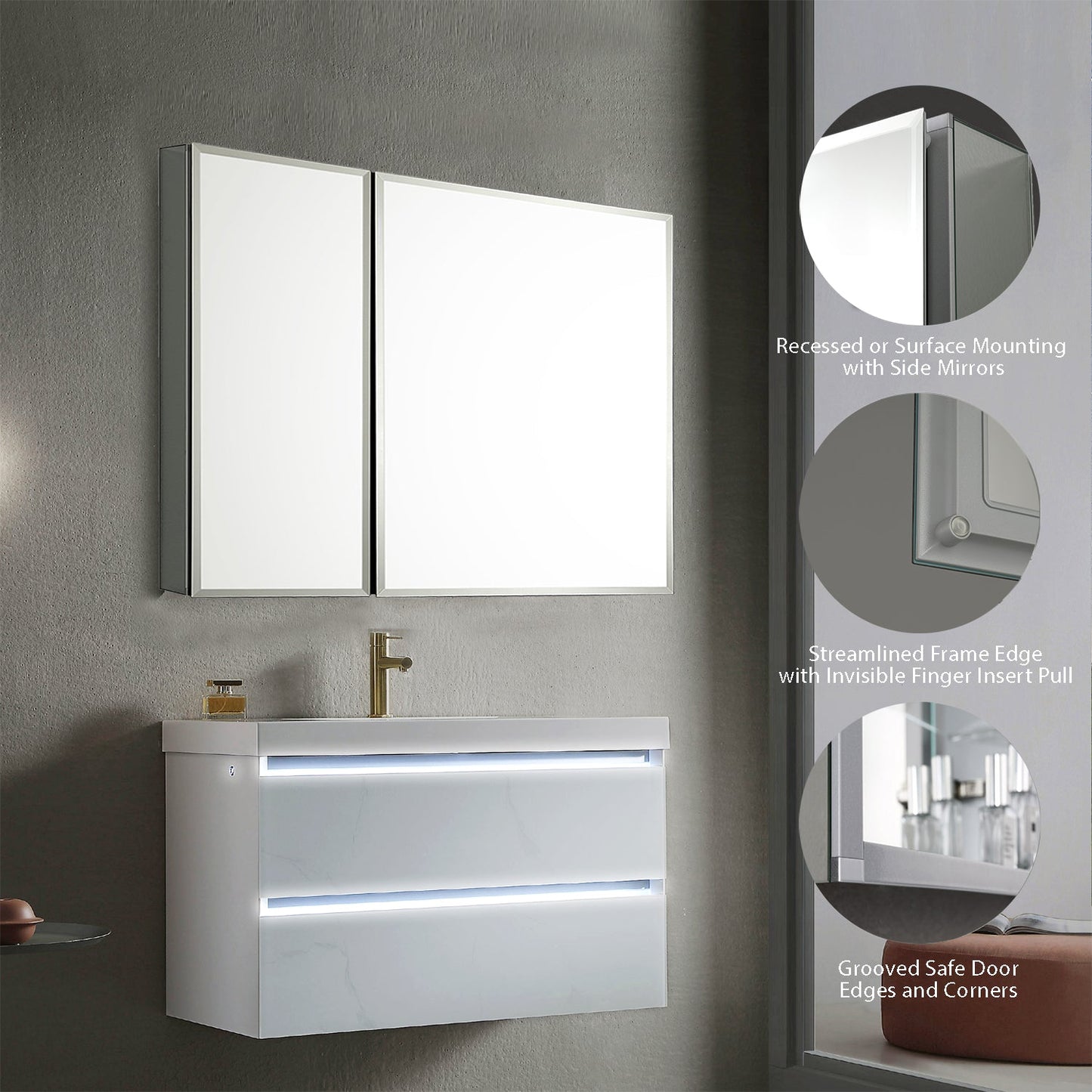 Blossom Aluminum Medicine Cabinet with Mirror – MC8 3026