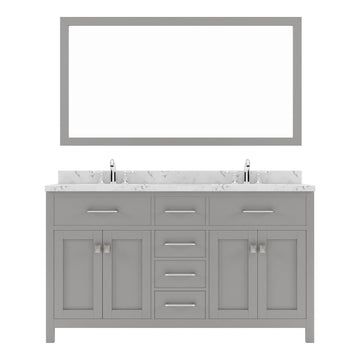 Caroline 60" Double Bath Vanity Set with Cultured Marble Quartz Top & Rectangular Double Centered Basin