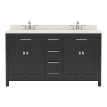 Load image into Gallery viewer,  MD-2060-DWQRO-ES Espresso Caroline 60&quot; Double Bath Vanity Set with Dazzle White Quartz Top &amp; Oval Double Centered Basin