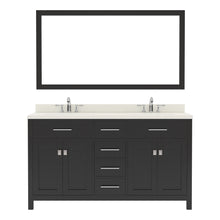 Load image into Gallery viewer,  MD-2060-DWQRO-ES Espresso Caroline 60&quot; Double Bath Vanity Set with Dazzle White Quartz Top &amp; Oval Double Centered Basin, Mirror