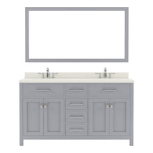Load image into Gallery viewer,  MD-2060-DWQRO-GR Gray Caroline 60&quot; Double Bath Vanity Set with Dazzle White Quartz Top &amp; Oval Double Centered Basin, Mirror