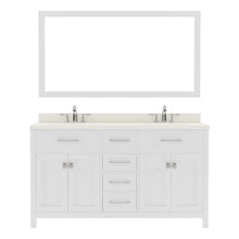 Load image into Gallery viewer,  MD-2060-DWQRO-WH White Caroline 60&quot; Double Bath Vanity Set with Dazzle White Quartz Top &amp; Oval Double Centered Basin, Mirror