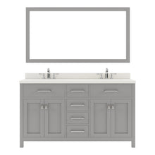 Load image into Gallery viewer, MD-2060-DWQSQ-CG Cashmere Gray Caroline 60&quot; Double Bath Vanity Set with Dazzle White Quartz Top &amp; Rectangular Double Centered Basin, Mirror