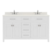 Load image into Gallery viewer, MD-2060-DWQSQ-WH White Caroline 60&quot; Double Bath Vanity Set with Dazzle White Quartz Top &amp; Rectangular Double Centered Basin
