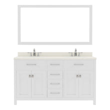Load image into Gallery viewer, MD-2060-DWQSQ-WH White Caroline 60&quot; Double Bath Vanity Set with Dazzle White Quartz Top &amp; Rectangular Double Centered Basin, Mirror