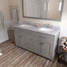 Load image into Gallery viewer, MD-2060-WMSQ-CG Cashmere Gray Caroline 60&quot; Double Bath Vanity Set with Italian Carrara White Marble Top &amp; Rectangular Double Centered Basin, Mirror side