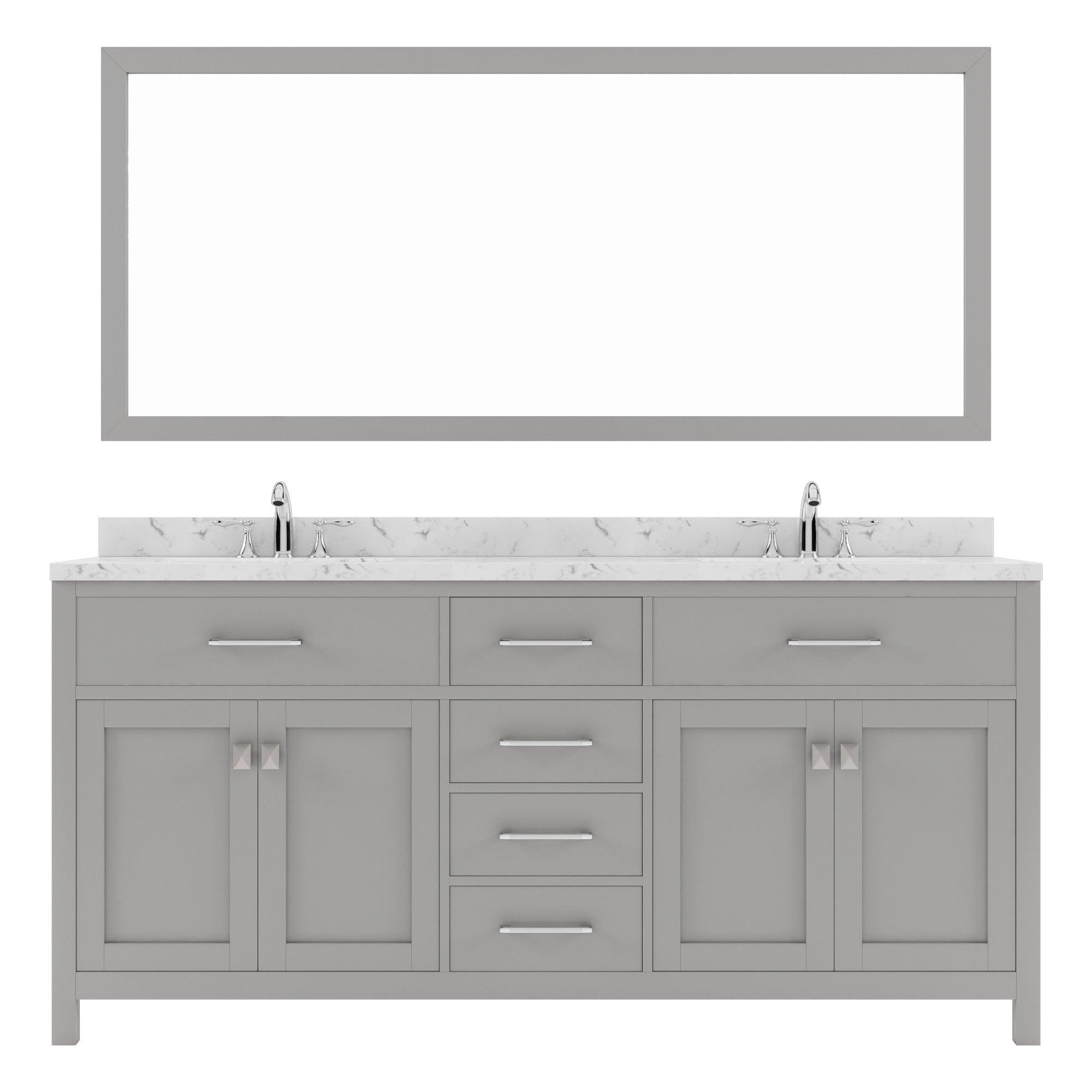 Caroline 72" Double Bath Vanity Set with Cultured Marble Quartz Top & Oval Centered Basin
