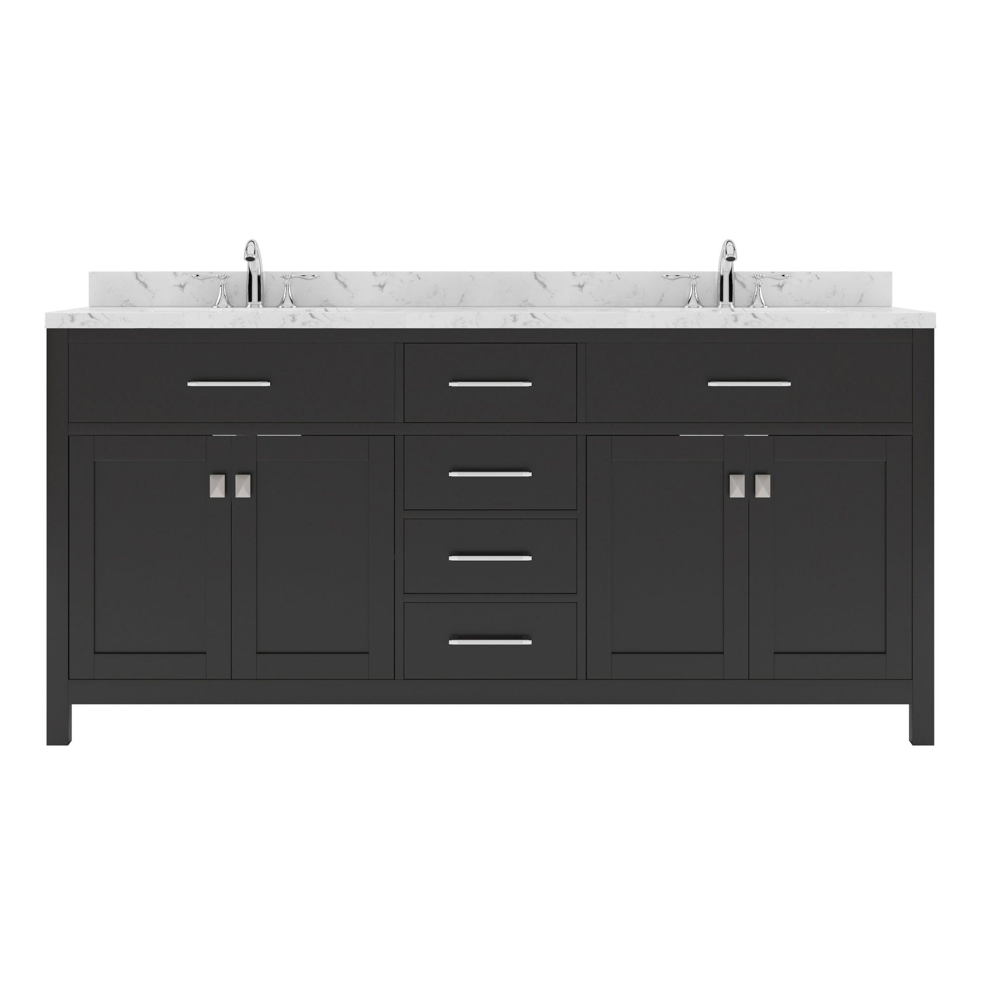 Caroline 72" Double Bath Vanity Set with Cultured Marble Quartz Top & Oval Centered Basin