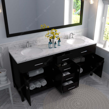 Caroline 72" Double Bath Vanity Set with Cultured Marble Quartz Top & Oval Centered Basin