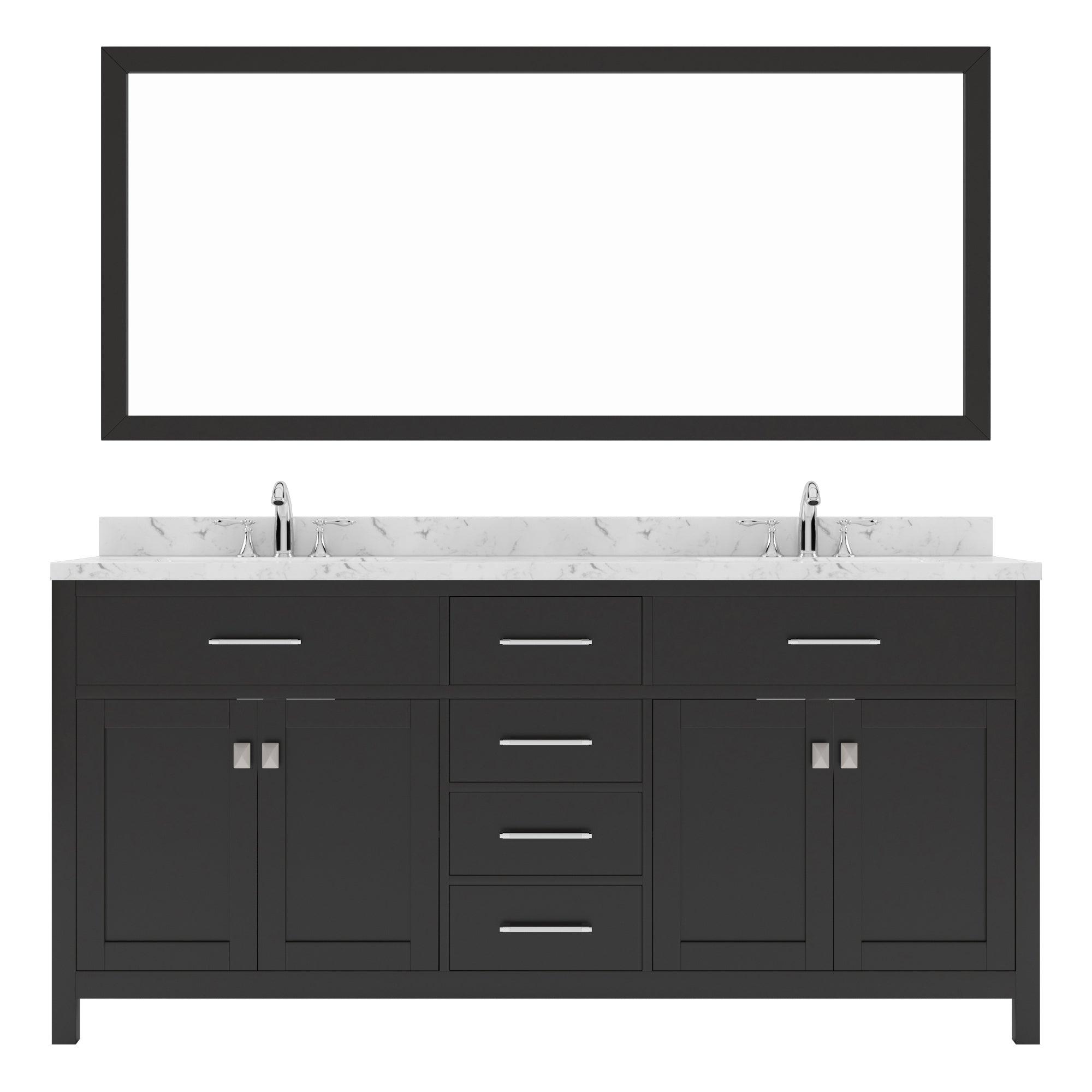Caroline 72" Double Bath Vanity Set with Cultured Marble Quartz Top & Oval Centered Basin