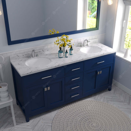 Caroline 72" Double Bath Vanity Set with Cultured Marble Quartz Top & Oval Centered Basin