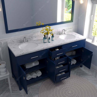 Caroline 72" Double Bath Vanity Set with Cultured Marble Quartz Top & Oval Centered Basin