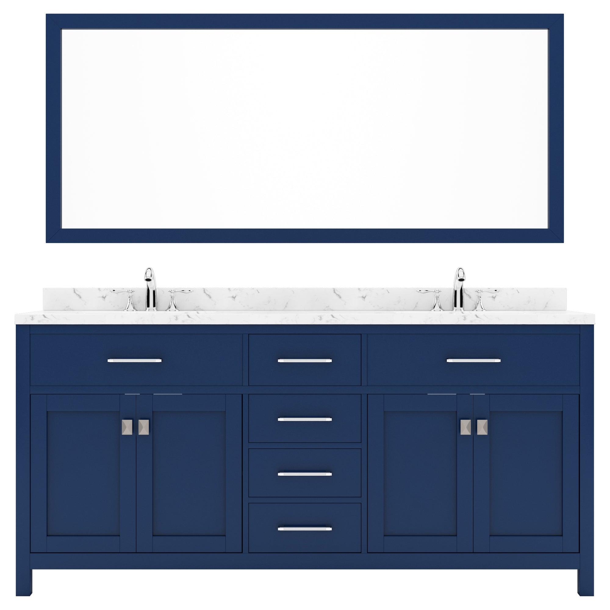 Caroline 72" Double Bath Vanity Set with Cultured Marble Quartz Top & Oval Centered Basin