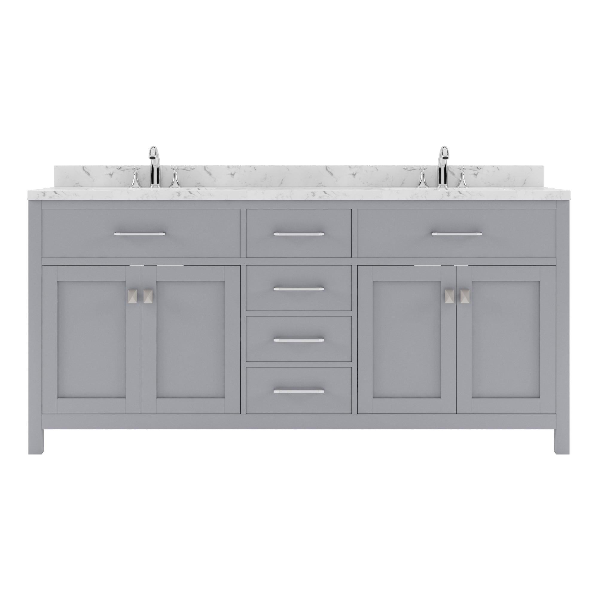 Caroline 72" Double Bath Vanity Set with Cultured Marble Quartz Top & Oval Centered Basin