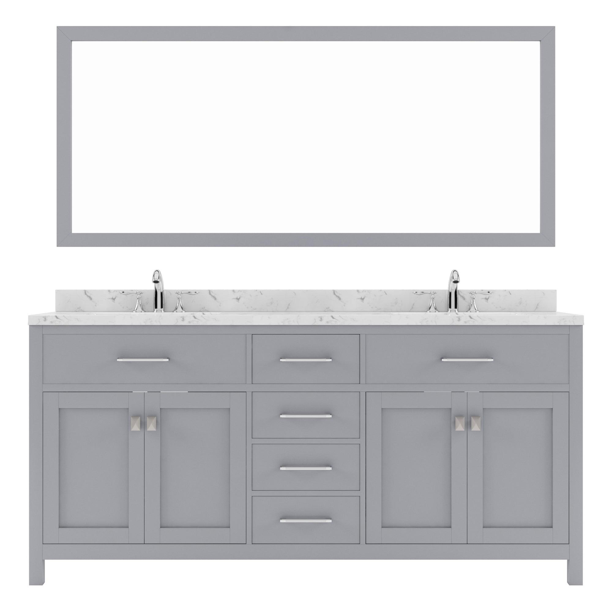 Caroline 72" Double Bath Vanity Set with Cultured Marble Quartz Top & Oval Centered Basin