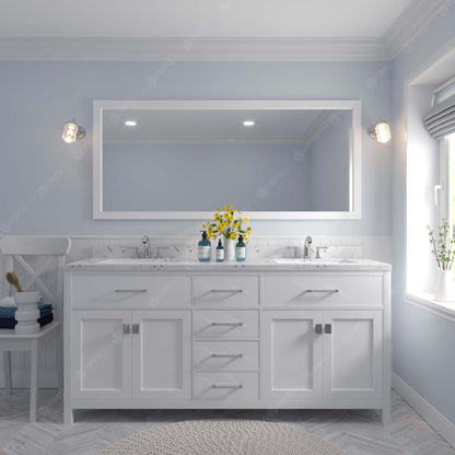 Caroline 72" Double Bath Vanity Set with Cultured Marble Quartz Top & Oval Centered Basin