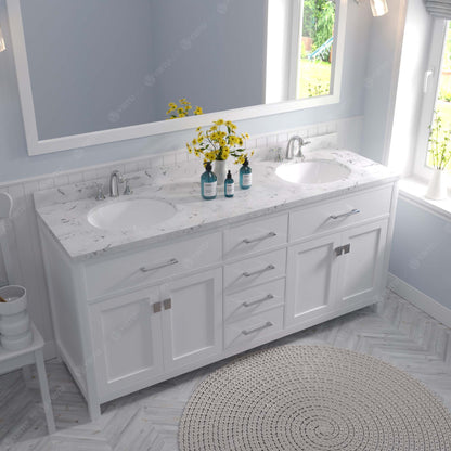 Caroline 72" Double Bath Vanity Set with Cultured Marble Quartz Top & Oval Centered Basin