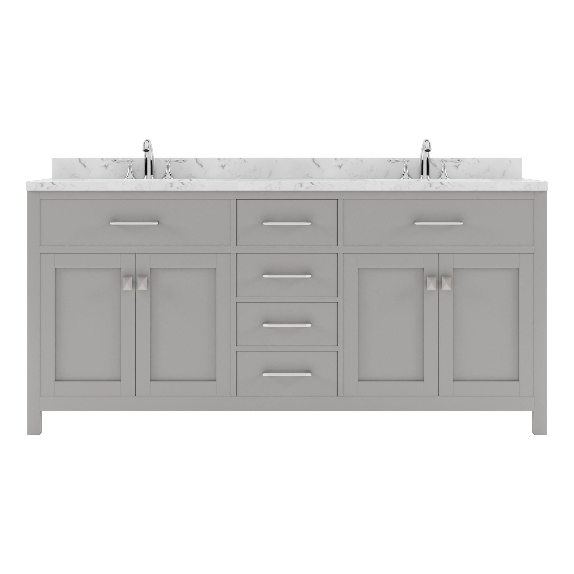 MD-2072-CMSQ-CG Cashmere Gray Caroline 72" Double Bath Vanity Set with Cultured Marble Quartz Top & Rectangular Centered Basin