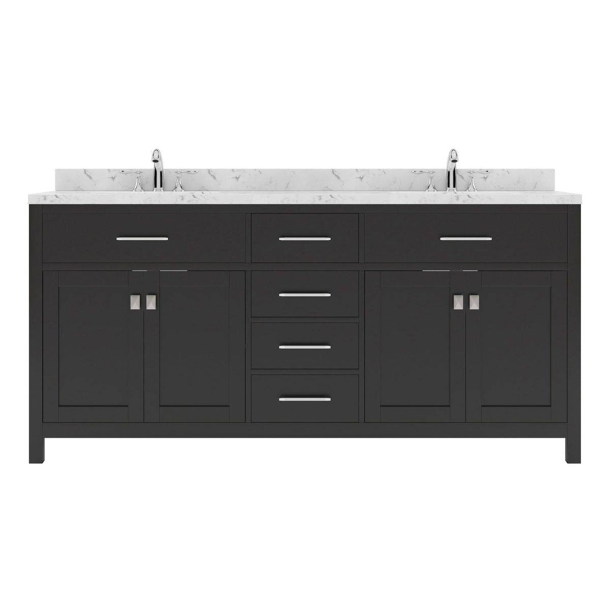 MD-2072-CMSQ-ES Espresso Caroline 72" Double Bath Vanity Set with Cultured Marble Quartz Top & Rectangular Centered Basin