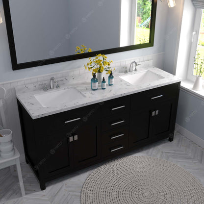 MD-2072-CMSQ-ES Espresso Caroline 72" Double Bath Vanity Set with Cultured Marble Quartz Top & Rectangular Centered Basin up