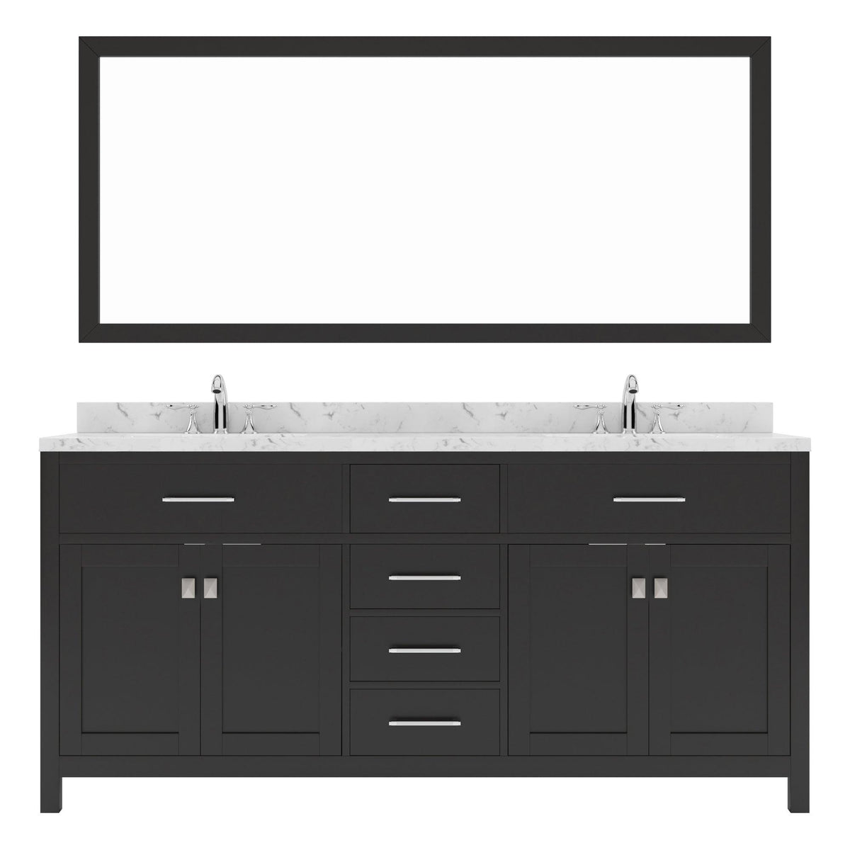 MD-2072-CMSQ-ES Espresso Caroline 72" Double Bath Vanity Set with Cultured Marble Quartz Top & Rectangular Centered Basin