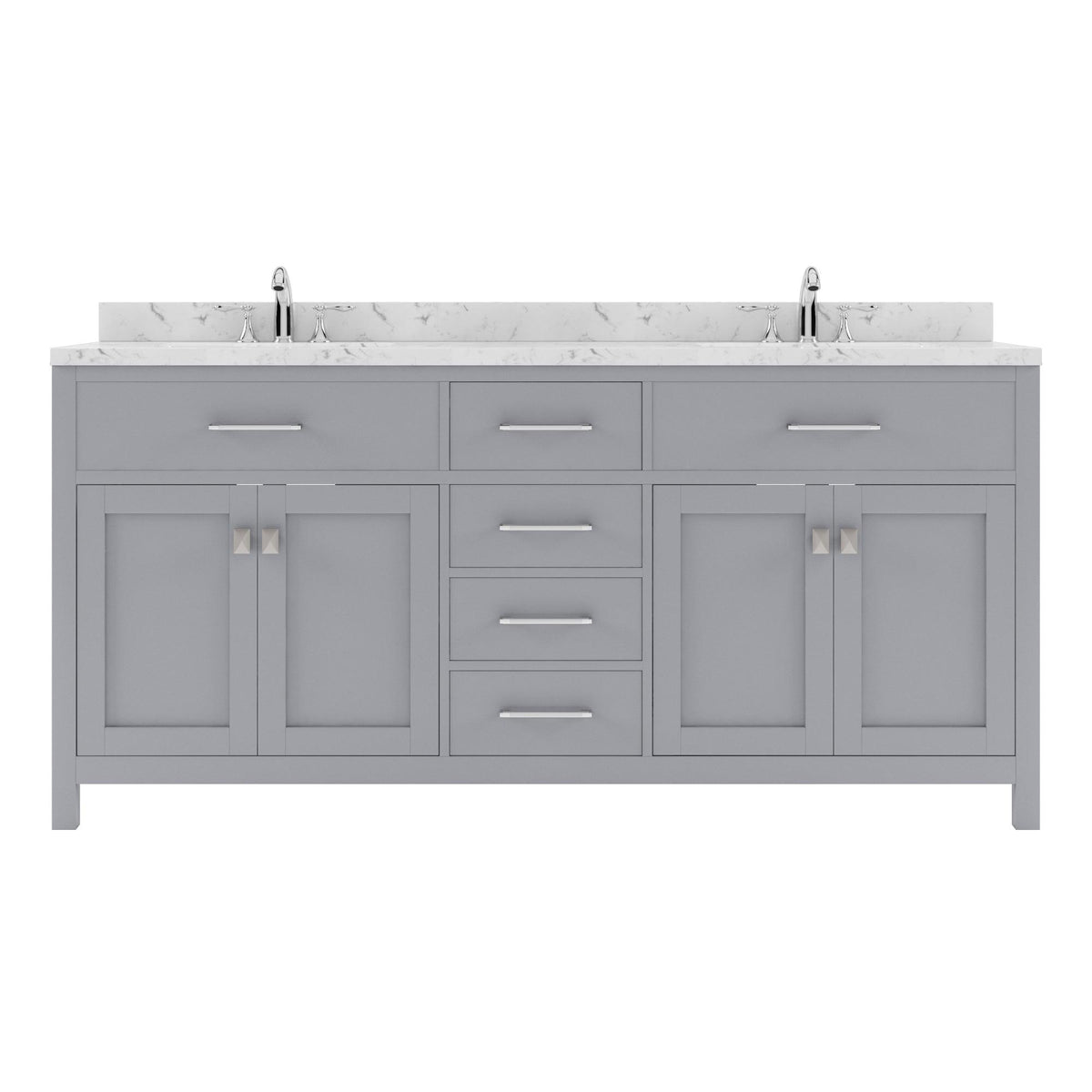 MD-2072-CMSQ-GR Gray Caroline 72" Double Bath Vanity Set with Cultured Marble Quartz Top & Rectangular Centered Basin