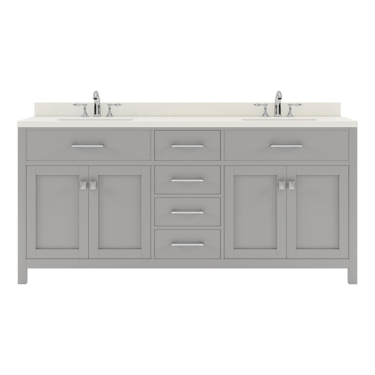 MD-2072-DWQRO-CG Cashmere Gray Caroline 72" Double Bath Vanity Set with Dazzle White Quartz Top & Oval Double Centered Basin