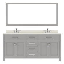 Load image into Gallery viewer, MD-2072-DWQRO-CG Cashmere Gray Caroline 72&quot; Double Bath Vanity Set with Dazzle White Quartz Top &amp; Oval Double Centered Basin, Mirror