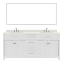 Load image into Gallery viewer, MD-2072-DWQRO-WH White Caroline 72&quot; Double Bath Vanity Set with Dazzle White Quartz Top &amp; Oval Double Centered Basin, Mirror