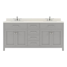 Load image into Gallery viewer, MD-2072-DWQSQ-CG Cashmere Gray Caroline 72&quot; Double Bath Vanity Set with Dazzle White Quartz Top &amp; Rectangular Centered Basin