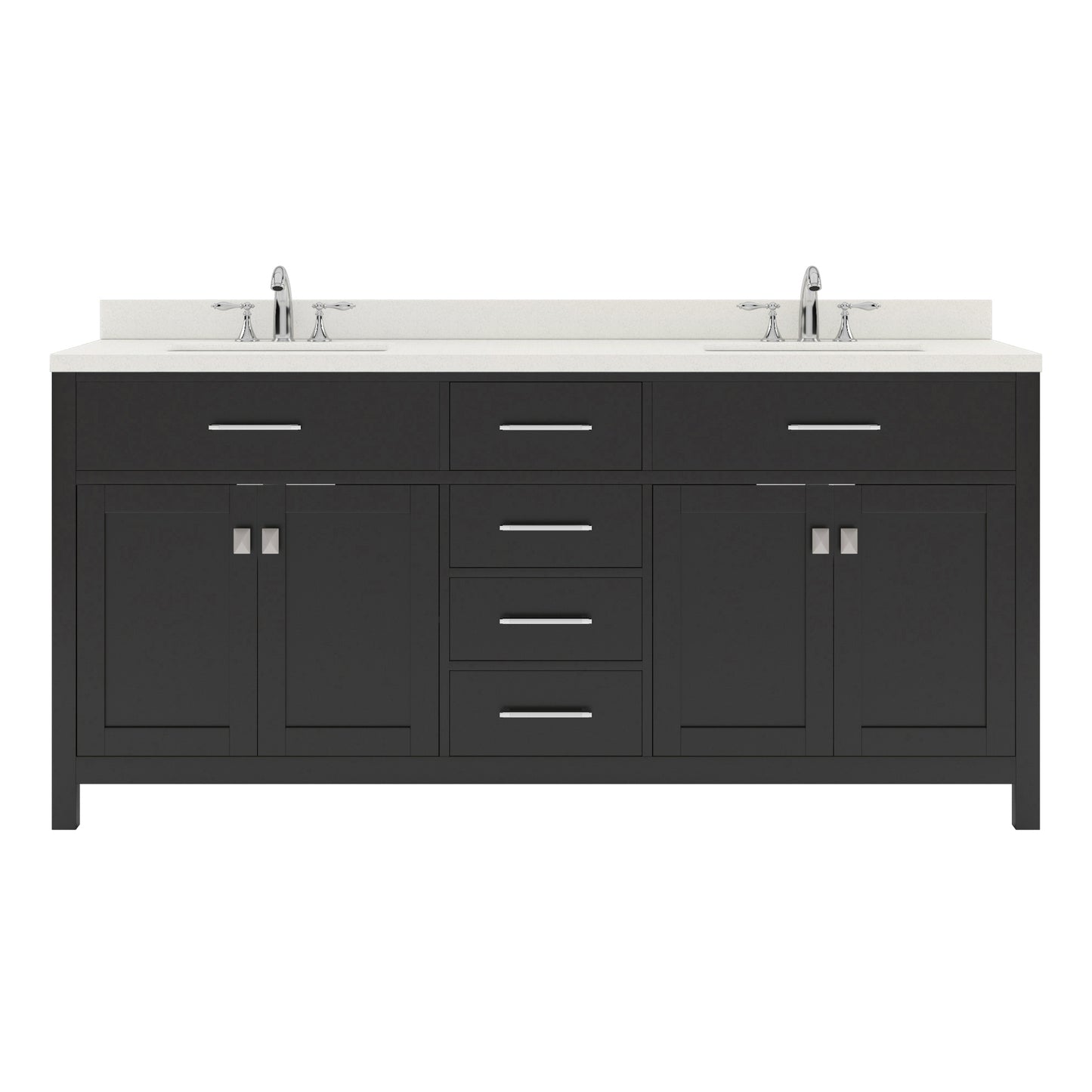 MD-2072-DWQSQ-ES Espresso Caroline 72" Double Bath Vanity Set with Dazzle White Quartz Top & Rectangular Centered Basin