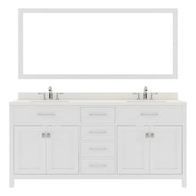 Load image into Gallery viewer, MD-2072-DWQSQ-WH White Caroline 72&quot; Double Bath Vanity Set with Dazzle White Quartz Top &amp; Rectangular Centered Basin, Mirror