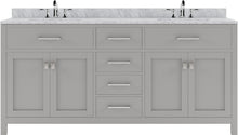 Load image into Gallery viewer, MD-2072-WMRO-CG Cashmere Gray Caroline 72&quot; Double Bath Vanity Set with Italian Carrara White Marble Top &amp; Oval Double Centered Basin