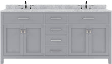 Load image into Gallery viewer, MD-2072-WMRO-GR Gray Caroline 72&quot; Double Bath Vanity Set with Italian Carrara White Marble Top &amp; Oval Double Centered Basin