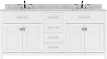 Load image into Gallery viewer, MD-2072-WMRO-WH White Caroline 72&quot; Double Bath Vanity Set with Italian Carrara White Marble Top &amp; Oval Double Centered Basin