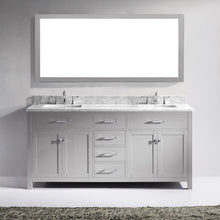 Load image into Gallery viewer, MD-2072-WMSQ-CG Cashmere Gray Caroline 72&quot; Double Bath Vanity Set with Italian Carrara White Marble Top &amp; Rectangular Double Centered Basin, Mirror
