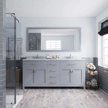 Load image into Gallery viewer, MD-2072-WMSQ-GR Gray Caroline 72&quot; Double Bath Vanity Set with Italian Carrara White Marble Top &amp; Rectangular Double Centered Basin, Mirror styled